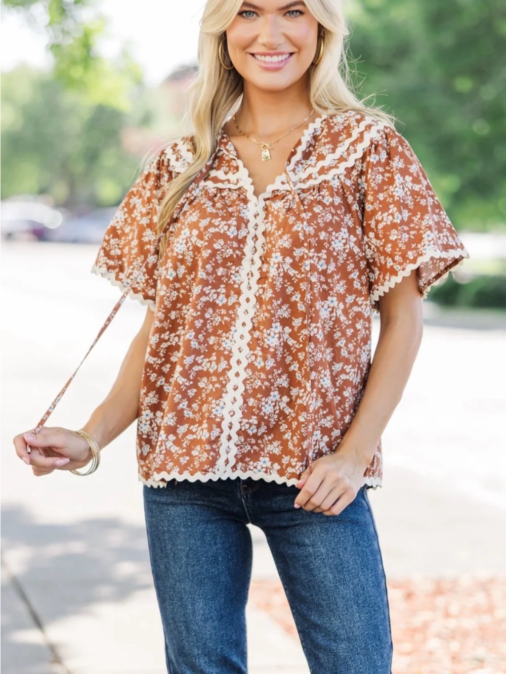 entro Rust Floral Blouse | Large
